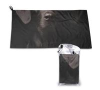 Serviette en microfibre à séchage rapide pour adultes, motif Labrador noir adopté curieux, 40,6 x 5 218 cm