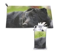 Serviette en microfibre à séchage rapide pour adultes, motif Labrador noir et camomille, 40,6 x 521,8 cm