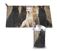 Serviette en microfibre à séchage rapide pour adultes, motif Labrador Retrievers, noir, doré, blanc et marron, 40,6 x 224,8 cm