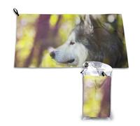 Serviette en microfibre à séchage rapide pour adultes, motif Malamute d'Alaska et bokeh, 40,6 x 4 814 cm