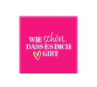 Serviette en papier décorative en forme de cœur rose avec texte « Wie schön, dass es dich gibt »