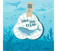 Serviette en papier Duni Save the Ocean 33 x 33 cm 3 plis 50 pièces