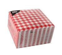 Serviette en papier - Papstar - 87102 - Vichy rouge - 330 x 330 mm - Lot de 100