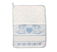Serviette éponge en 100 % coton pour enfant avec œillet, bord coloré à carreaux et toile aida pour pouvoir broder son nom.