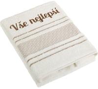 Serviette éponge mosaïque avec broderie All the best - 50x100 cm - Crème