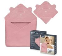 Serviette Et Peignoir - Lionelo - Serviette À Capuche En Mousseline - 100% Naturel - 80 X 80 Cm - Dès Le Premier Jour De Vie - Rose Multicolore
