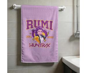 Serviette Huntrix Rumi, "RUMI HUNTRIX EST. 2025" Imprimé de personnage Serviettes en pur coton doux, Disponible en 1 paquet, 2 paquets, 3 paquets, 4 paquets, 5 paquets, 6 paquets, Parfait pour la sall