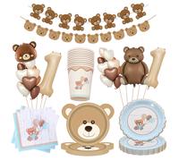 Serviette imprimée ours en peluche marron, serviettes de fête, assiettes, tasse, décoration de fête d'anniversaire pour enfants, réception-cadeau pour bébé, mariage 20pcs napkins