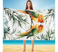 Serviette Microfibre Plage 220x100cm, Serviette Microfibre Oiseau, Grande Anti Sable Sechage Tapis de Plage Adulte avec Sac de Rangement, Portable, pour Voyages, Vacances, Cadeaux pour Femmes A-7183