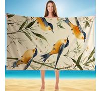 Serviette Microfibre Plage 70x140cm, Serviette Microfibre Oiseau, Grande Anti Sable Sechage Tapis de Plage Adulte avec Sac de Rangement, Portable, pour Voyages, Vacances, Cadeaux pour Femmes A-5855
