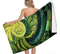 Serviette Microfibre Plage Motif en Spirale Abstrait 160 x 80 cm Anti-Sable Séchage Rapide Vert Couverture Légère pour Voyage Piscine