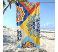 Serviette MicrofibreFleurs Jaunes, Bleues, Oranges Serviette de Plage Fouta Personnalisée de Grande Taille pour Adultes, Séchage Rapide Anti-Sable Et Légère, Multifonction pour Vacances 70x150 cm