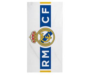 Serviette Officielle Real Madrid avec Motif Exclusif, Blason et Couleurs du Club, idéale pour la Plage, la Piscine, la Salle de Bain ou Le Sport, Accessoire Pratique pour Les Fans de Football