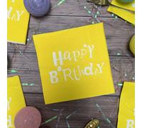 Serviette Papier Anniversaire Blanc Jaune Citron Serviette de Table Mariage Serviettes Papier Jetables Cocktail Serviettes de Table en Tissu pour Partys Cocktail Mariage Toilette 10 Paquet(33x33cm)