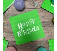 Serviette Papier Anniversaire Blanc Vert Serviette de Table Mariage Serviettes Papier Jetables Cocktail Serviettes de Table en Tissu pour Partys Cocktail Mariage Toilette 15 Paquet(33x33cm)