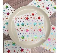 Serviette Papier Anniversaire Étoiles Colorées Serviette de Table Mariage Serviettes Papier Jetables Cocktail Serviettes de Table en Tissu pour Partys Cocktail Mariage Toilette 30 Paquet(33x33cm)