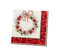 Serviette Papier Anniversaire Feuilles Rouges Vert Serviette de Table Mariage Serviettes Papier Jetables Cocktail Serviettes de Table en Tissu pour Partys Cocktail Mariage Toilette 20 Paquet(33x33cm)