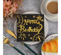 Serviette Papier Anniversaire Feux Artifice Or Serviette De Table Mariage Serviettes Papier Jetables Cocktail Jetables De Table Mariage Décoration Pour Partys Célébrations 10 Paquet(33x33cm)