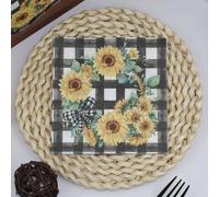 Serviette Papier Anniversaire Fleur Noire Jaune Serviette De Table Mariage Serviettes Papier Jetables Cocktail Jetables De Table Mariage Décoration Pour Partys Célébrations 20 Paquet(33x33cm)