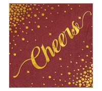 Serviette Papier Anniversaire Impression Rouge Or Serviette De Table Mariage Serviettes Papier Jetables Cocktail Jetables De Table Mariage Décoration Pour Partys Célébrations 15 Paquet(33x33cm)
