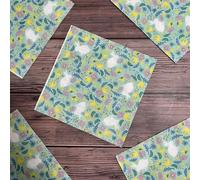 Serviette Papier Anniversaire Lapin Jaune Vert Serviette de Table Mariage Serviettes Papier Jetables Cocktail Serviettes de Table en Tissu pour Partys Cocktail Mariage Toilette 20 Paquet(33x33cm)