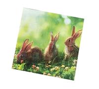 Serviette Papier Anniversaire Lapin Marron Vert Serviette de Table Mariage Serviettes Papier Jetables Cocktail Serviettes de Table en Tissu pour Partys Cocktail Mariage Toilette 20 Paquet(33x33cm)