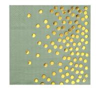 Serviette Papier Anniversaire Menthe D'Or Vert Serviette Anniversaire en Papier Anniversaire Serviettes Papier Jetables de Table Cocktail Mariage Décoration pour Partys Célébrations 20 Paquet(33x33cm)
