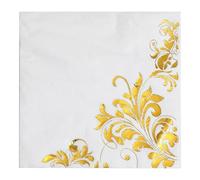 Serviette Papier Anniversaire Retro Or Blanc Serviette De Table Mariage Serviettes Papier Jetables Cocktail Jetables De Table Mariage Décoration Pour Partys Célébrations 10 Paquet(33x33cm)