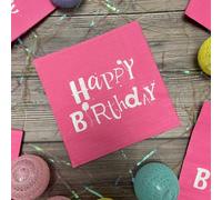 Serviette Papier Anniversaire Rose Blanc Serviette de Table Mariage Serviettes Papier Jetables Cocktail Serviettes de Table en Tissu pour Partys Cocktail Mariage Toilette 20 Paquet(33x33cm)