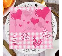 Serviette Papier Ballon Coeur Rose Serviette de Table Anniversaire Jetables Cocktail Mariage Décoration de Table pour les Partys Célébrations Papier Toilette 20 Paquet(33x33cm)
