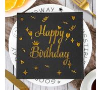 Serviette Papier Ballon Étoile Noire Serviette de Table Anniversaire Jetables Cocktail Mariage Décoration de Table pour les Partys Célébrations Papier Toilette 30 Paquet(33x33cm)