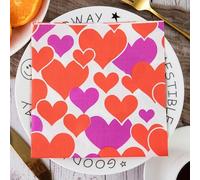 Serviette Papier Coeur Violet Et Blanc Serviette de Table Anniversaire Jetables Cocktail Mariage Décoration de Table pour les Partys Célébrations Papier Toilette 5 Paquet(33x33cm)