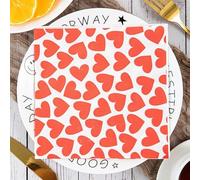 Serviette Papier Cœur Rouge Minimaliste Serviette de Table Anniversaire Jetables Cocktail Mariage Décoration de Table pour les Partys Célébrations Papier Toilette 10 Paquet(33x33cm)