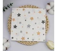 Serviette Papier Étoiles Grises Oranges Serviette de Table Anniversaire Jetables Cocktail Mariage Décoration de Table pour les Partys Célébrations Papier Toilette 5 Paquet(33x33cm)