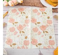 Serviette Papier Fleurs Beige Serviette de Table Anniversaire Jetables Cocktail Mariage Décoration de Table pour les Partys Célébrations Papier Toilette 15 Paquet(33x33cm)