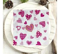 Serviette Papier Fleurs Coeur Violet Serviette de Table Anniversaire Jetables Cocktail Mariage Décoration de Table pour les Partys Célébrations Papier Toilette 10 Paquet(33x33cm)
