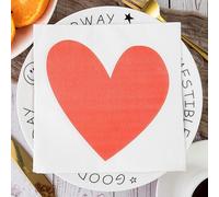 Serviette Papier Graffiti Coeur Rouge Serviette de Table Anniversaire Jetables Cocktail Mariage Décoration de Table pour les Partys Célébrations Papier Toilette 10 Paquet(33x33cm)