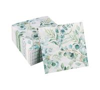 Serviette Papier,Lot de 100 Serviette de Table Papier Serviette de Table Vert Sauge Papier Eucalyptus Serviette Papier 3 Plis pour Décoration de Table Vintage Mariage Garden Parties 33x33 cm
