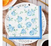 Serviette Papier Rose Bleue Et Blanche Serviette de Table Anniversaire Jetables Cocktail Mariage Décoration de Table pour les Partys Célébrations Papier Toilette 20 Paquet(33x33cm)
