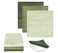 Serviette Papier Vert, 120Pcs Serviette Papier Vert Sauge, Serviettes Cocktail Jetables, 33x33 Serviette Joyeux Anniversaire,Serviettes de Cuisine pour Fêtes,Mariage,Pique-Nique