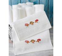Serviette Permin paquet de broderie au point de croix "Mouettes de brume, 2 pcs", motif à compter, 30x50cm