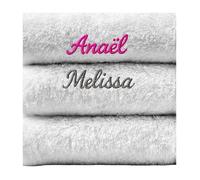 Serviette personnalisée brodé blanc 140x70 cm - Livraison gratuite - Drap de bain personnalisé Éponge douce 100% coton luxe 550gr