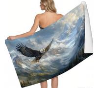 Serviette Plage Grande Taille Microfibre Aigle à tête Blanche de Snow Mountain 140 x 70 cm Vue du Ciel Anti-Sable Séchage Rapide pour Bain et Voyage