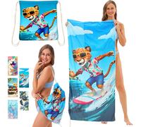 Serviette Plage Microfibre,Serviette De Plage Sac À Dos Avec Rangement,140x70 Cm Drap De Plage,Grande Serviette De Plage À Séchage Rapide,Anti Sable Portable Légère(Joint)