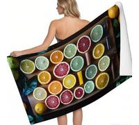 Serviette Plage Microfibre Ultralégère Fruits Citrons Oranges 160 x 80 cm Absorbante Séchage Rapide Plat pour Fitness Natation Voyage