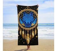 Serviette Plage Piège À Barrages De Loup Indigène Serviette Bain Absorbante Douces Serviettes Bain pour Natation Adultes Camping 80X130Cm