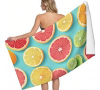 Serviette Plage Ultralégère Microfibre tranches d'agrumes 160 x 80 cm Douce Absorbante Séchage Rapide Couleur Orange Piscine Voyage