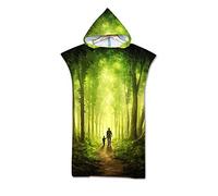 Serviette Poncho de Surf, Odot Microfibre à Séchage Rapide en Tissu Surfing Changement Robe à Capuche Poncho Plage à Langer Peignoir Natation pour Adulte Large (75x110cm,Arbre)