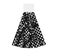 Serviette portable à suspendre à pois ondulés noirs et blancs - Serviette de cuisine en velours super absorbant - Serviette de cuisine pour enfants et adultes
