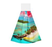 Serviette portable à suspendre Motif paysage des Caraïbes Serviette de cuisine en velours super absorbant Serviette de cuisine pour enfants adultes Salle de bain Cuisine à suspendre